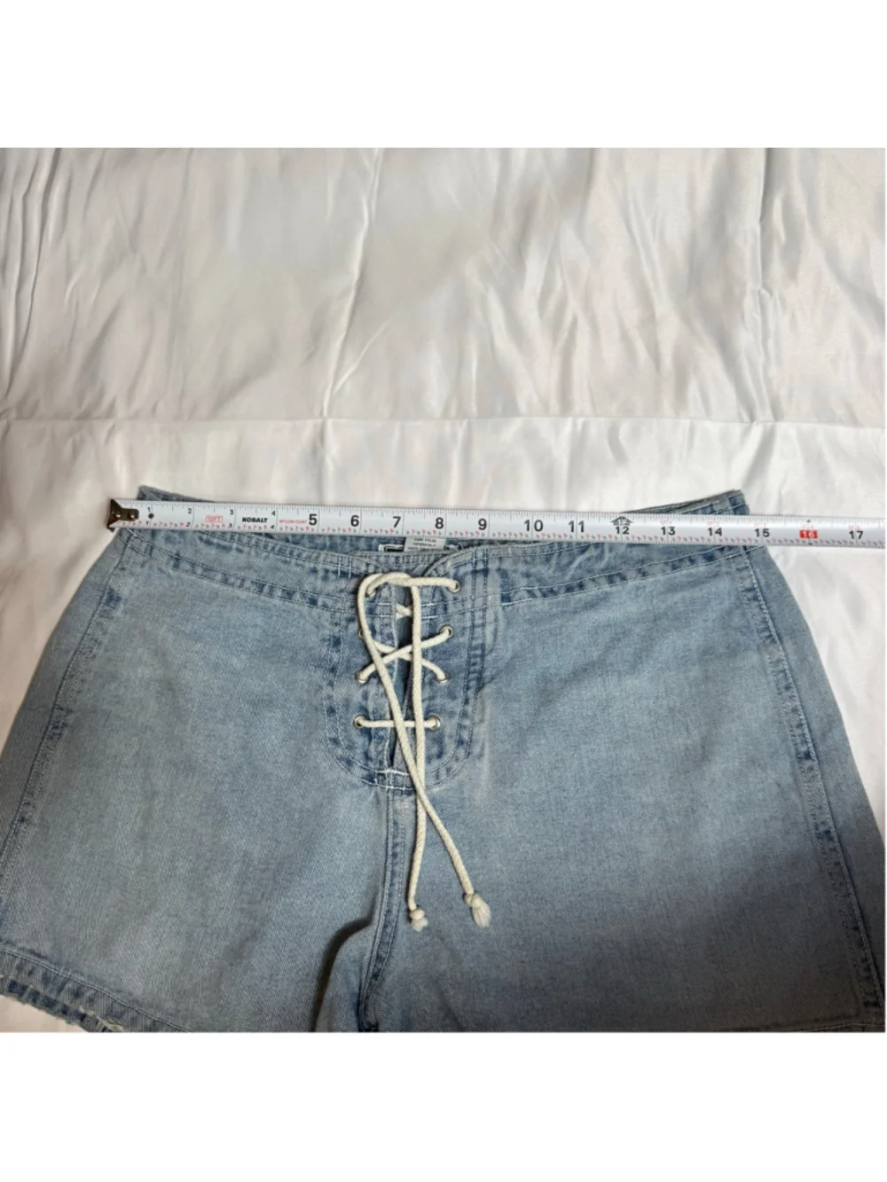 Women's Xhilaration Blue Jean Shorts Size 9 Lace-Up Front